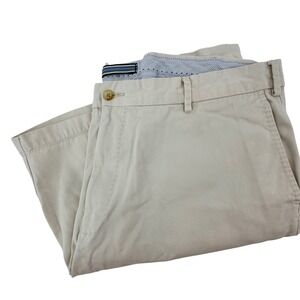 Peter Millar Mens Beige Pima Cotton Chino Shorts Size 40 Khaki Tan Flat Front